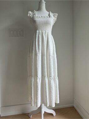 Clover‎ and Sloane white midi textured dress Women’s XS Rehearsal